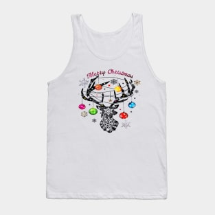 Merry Christmas Xmas Reindeer Jingle Bells Snowflakes Tank Top